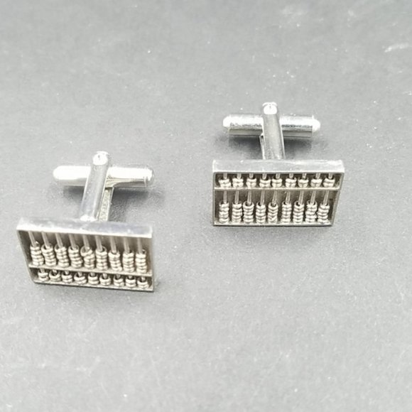 Vintage Sterling Silver Abacus Cuff Links - Picture 2 of 5